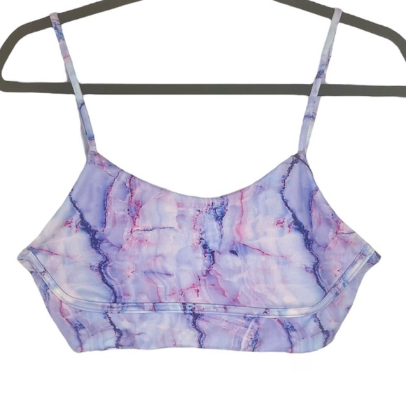 Terez Bra Top NWT $90 Swim Purple Marble Bikini Gym Large Medium Festival Rave - Picture 2 of 13